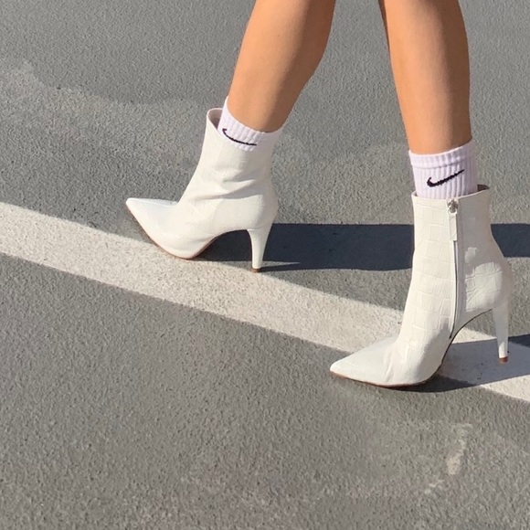 White ankle boots zara Clearance